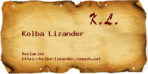 Kolba Lizander névjegykártya